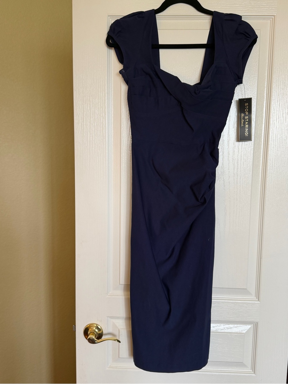 Stop staring! by Alicia Estrada- navy billion classic solids pencil dress